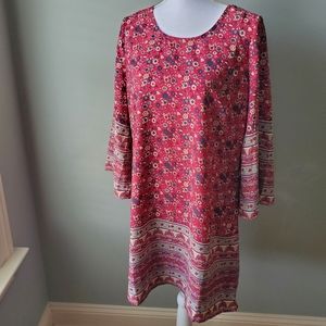 Skies are Blue Women's Boho Floral Shift Dress Size Medium